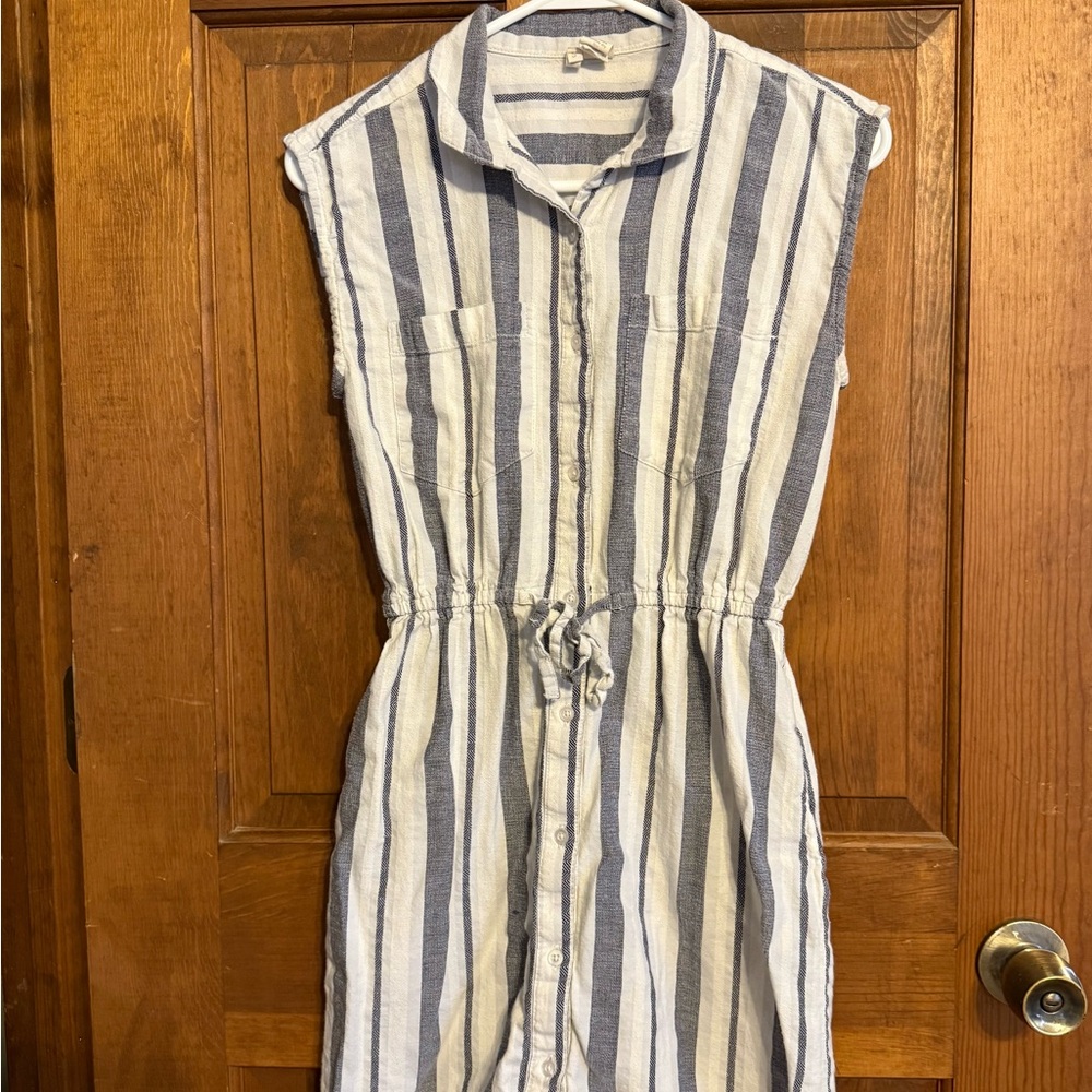 Japna Blue and White Striped Midi Dress